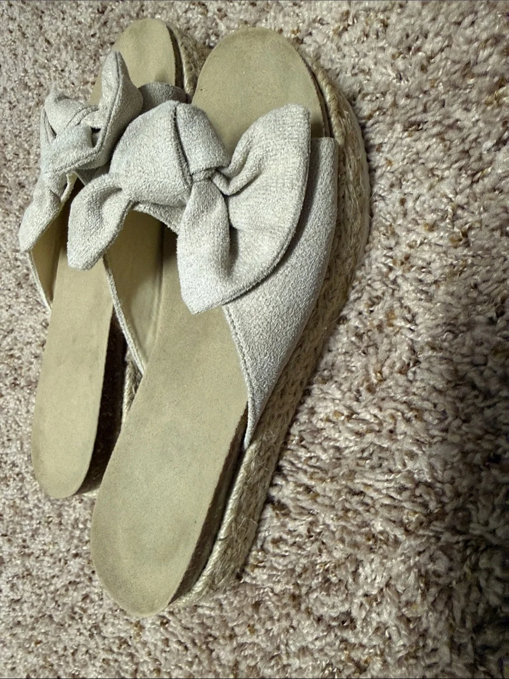 Women's Neutral Bow Espadrille Platform Slide
